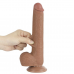 Реалистичный фаллоимитатор с мошонкой LoveToy Sliding Skin Dual Layer Dong 9 Brown, подвижная кожа, присоска (22 см, Ø 3.7 см)